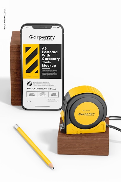 Maquete de Smartphone e Ferramentas de Carpintaria 02