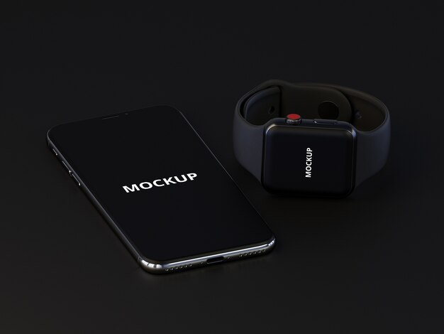 Maquete de smartphone e smartwatch