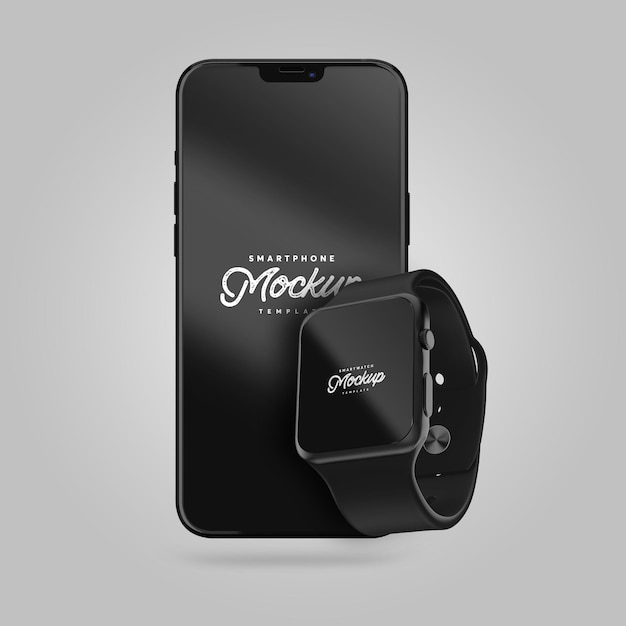 Maquete de smartphone e smartwatch