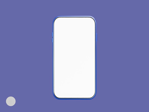 Maquete de smartphone isolada de telefone celular com modelo de quadro de tela em branco sobre fundo azul por ilustração de renderização 3d