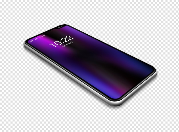 Maquete de smartphone isolada na renderização 3D de fundo transparente