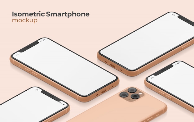 PSD maquete de smartphone isométrica