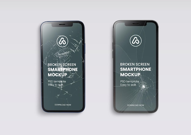 Maquete de smartphone quebrado