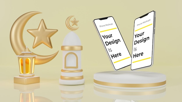 PSD maquete de smartphone ramadan kareem