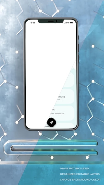 PSD maquete de smartphones com tecnologia networj mesh e pódio metálico ui ux apresentação