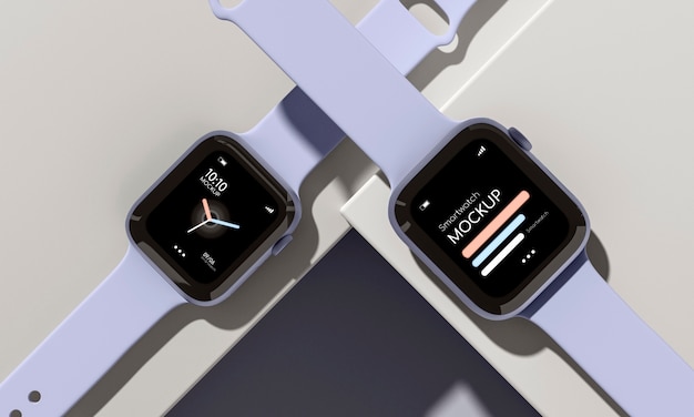 Maquete de smartwatch com desenho geométrico