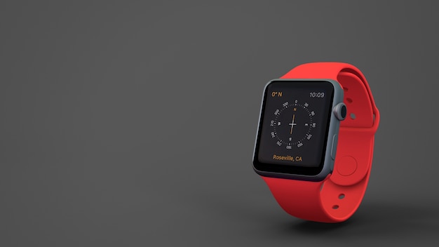 Maquete de smartwatch vermelho