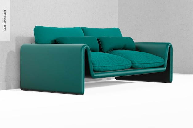 PSD maquete de sofá de tecido para sala de estar, vista direita