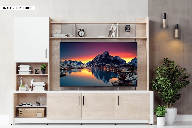Maquete de suporte de tv de móveis de sala de estar