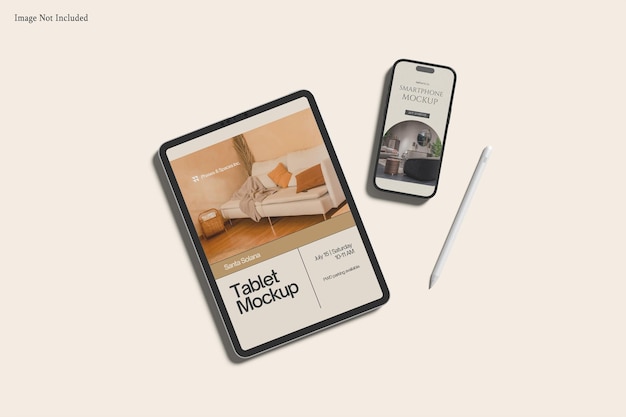 Maquete de tablet e smartphone
