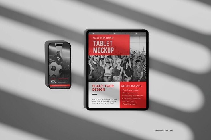 Maquete de tablet e smartphone