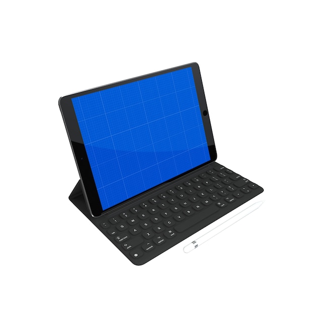 Maquete de tablet e teclado