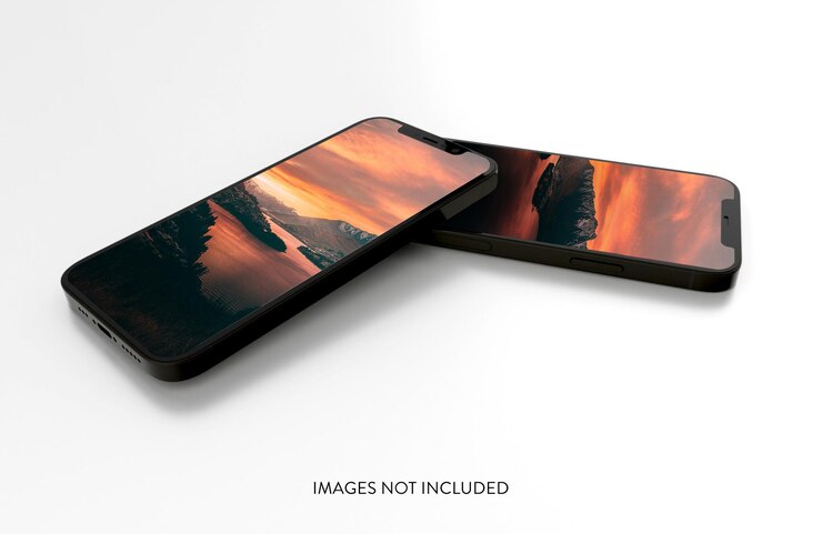 maquete de tela cheia de dois smartphones