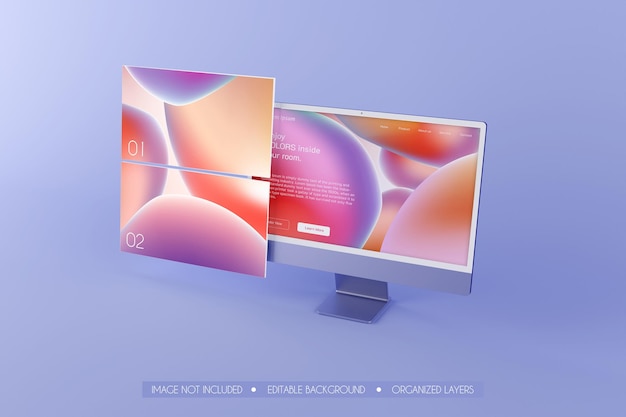 Maquete de tela de computador para vitrine de apresentação de design de site
