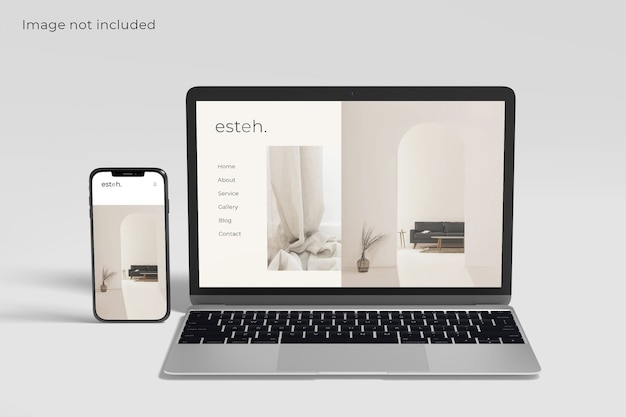 Maquete de tela de laptop e smartphone