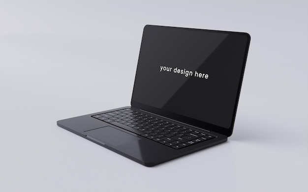 Maquete de tela de laptop realista em fundo branco