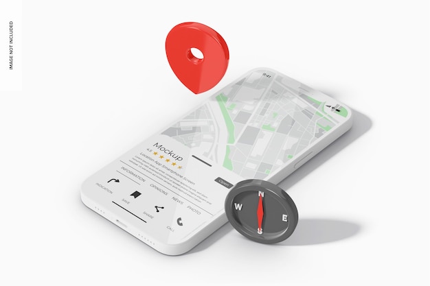 Maquete de tela de smartphone de aplicativo de localização, perspectiva