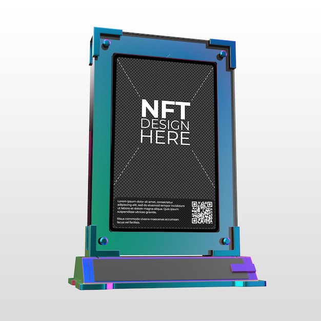 Maquete de tela de suporte de foto NTF com fundo transparente