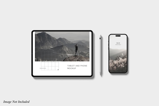 Maquete de tela de tablet e telefone psd premium