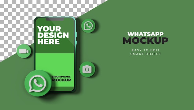 Maquete de tela do smartphone 3d whatsapp