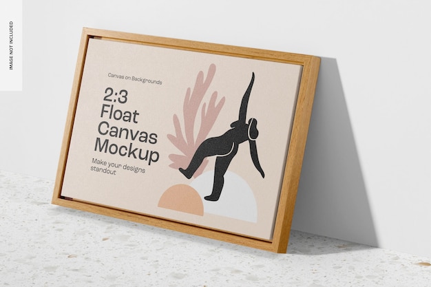 Maquete de tela flutuante 2:3, vista direita 02