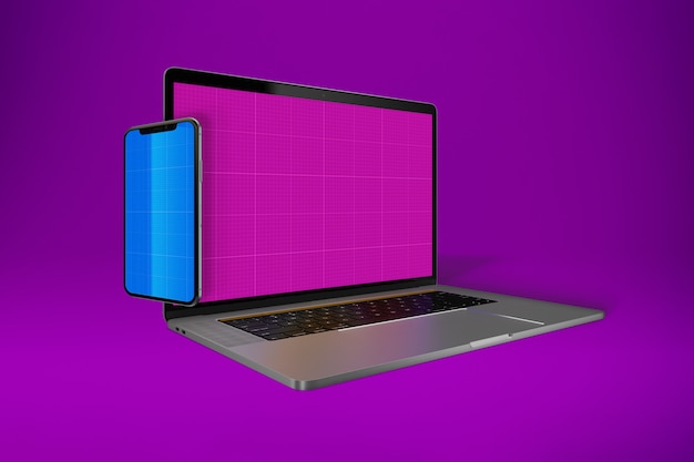Maquete de telefone de tela e laptop