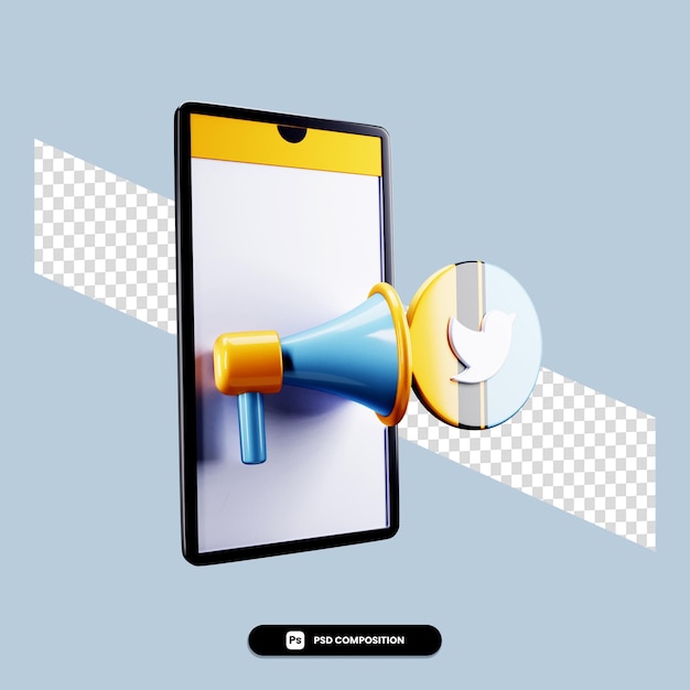 maquete de telefone e megafone psd