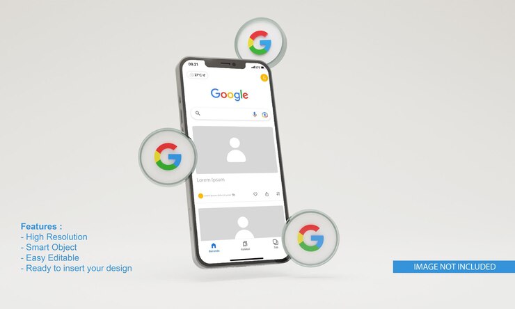 Maquete de telefone móvel do Google ícone 3D