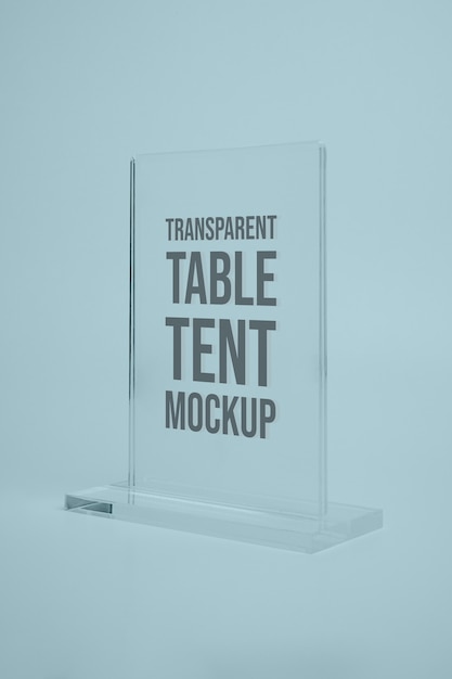 PSD maquete de tenda de mesa de vidro transparente