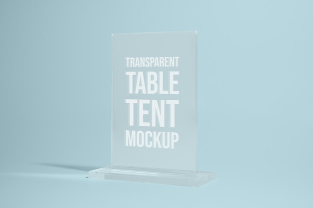 PSD maquete de tenda de mesa de vidro transparente