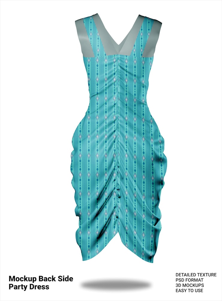 PSD maquete de vestido de festa em todos os lados