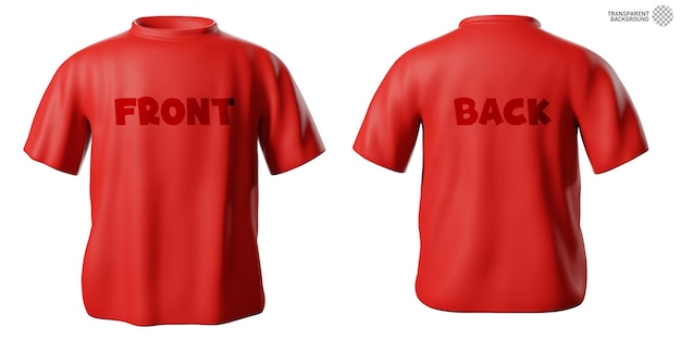 Maquete de vista frontal e traseira de camisetas vermelhas PSD