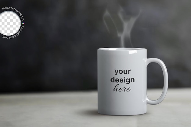 Maquete de xícara de café, logotipo da empresa, rótulo de merchandising, exibição de design de negócios corporativos isolado