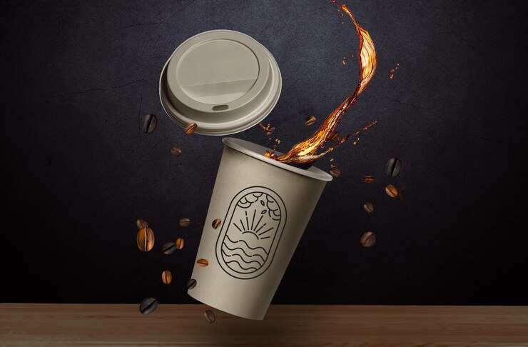 Maquete de xícara de café premium splash