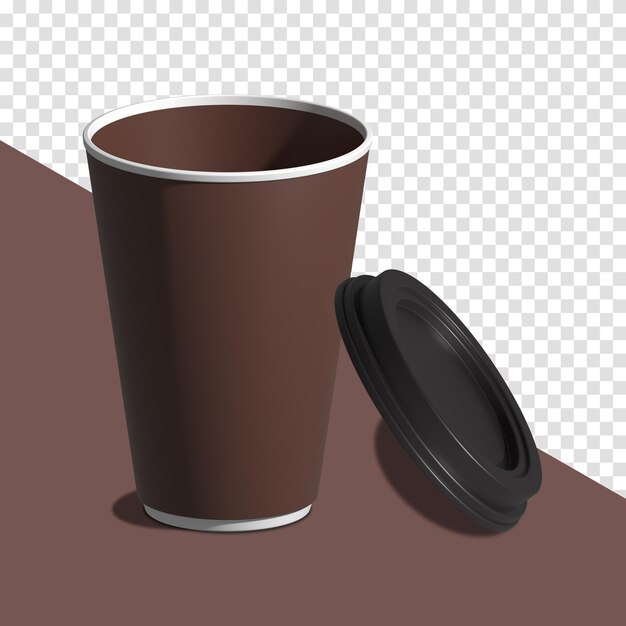 PSD maquete de xícara de café. renderize a ilustração 3d realista. design de maquete de pacote para branding. café fora. café para viagem