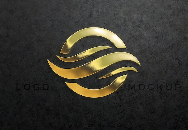PSD maquete detalhada do logotipo 3d texturizado em ouro brilhante