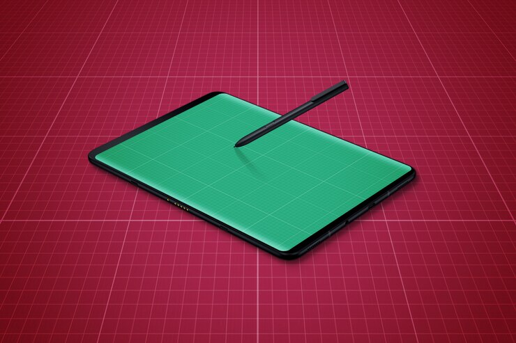 PSD maquete digital de tablet e caneta