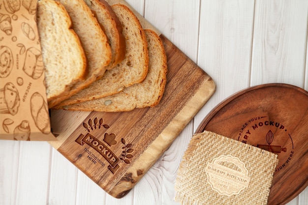 PSD maquete do conceito de culinária com pão