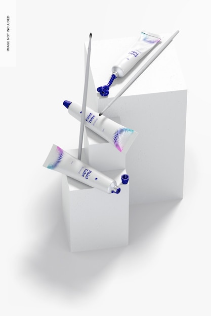 PSD maquete do conjunto de tubos de tinta