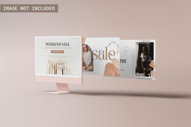 Maquete do iMac 2021 M1 com tela extra