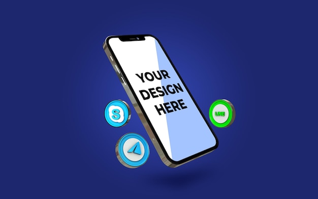 Maquete do iPhone com Emoji e ícones de mídia social VIII