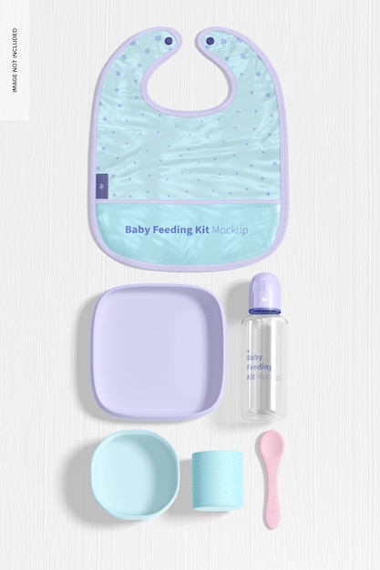 Maquete do kit de alimentação para bebês, vista superior