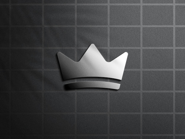 Maquete do logotipo 3D prata com sobreposição de sombra