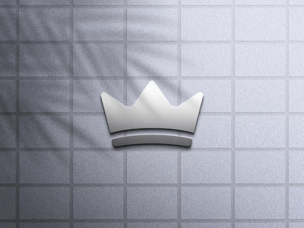 Maquete do logotipo 3D prata com sobreposição de sombra