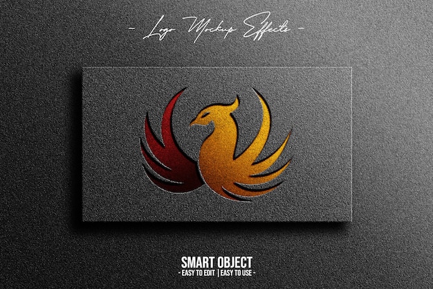 PSD maquete do logotipo com phoenix