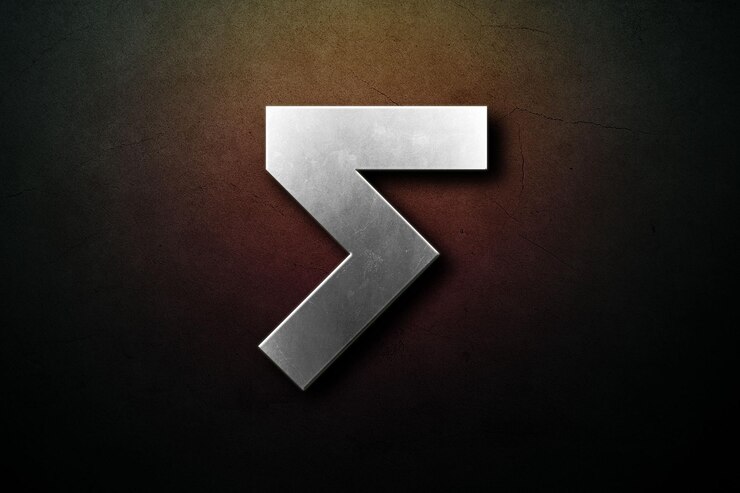 Maquete do logotipo da arte de metal na parede escura