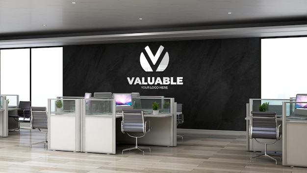 PSD maquete do logotipo da empresa 3d prata realista no espaço de trabalho de escritório ou local de trabalho