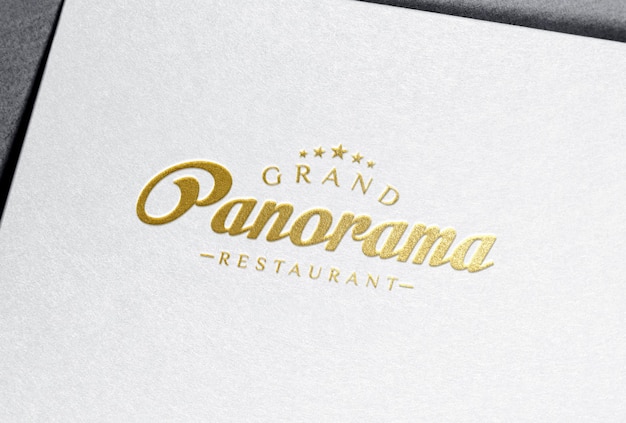 Maquete do logotipo da folha de ouro em papel tipográfico branco