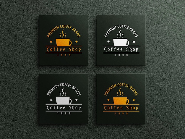 Maquete do logotipo do cartão de visita de café com efeito de relevo e relevo