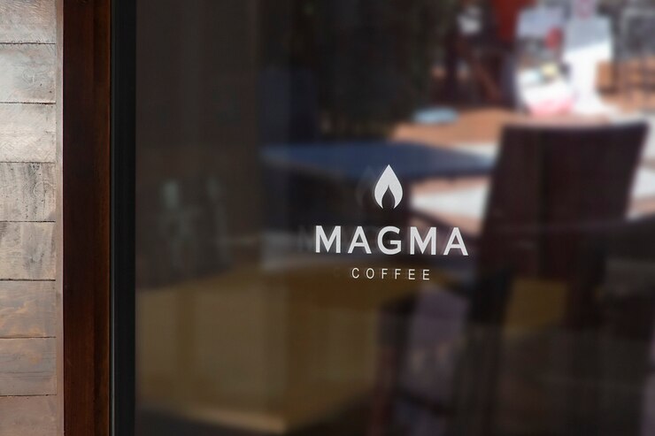 PSD maquete do logotipo do coffe window sign